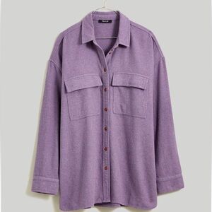 Madewell Flannel Brushed Oversized Shirt Jacket Shacket Purple Size Small NWOT